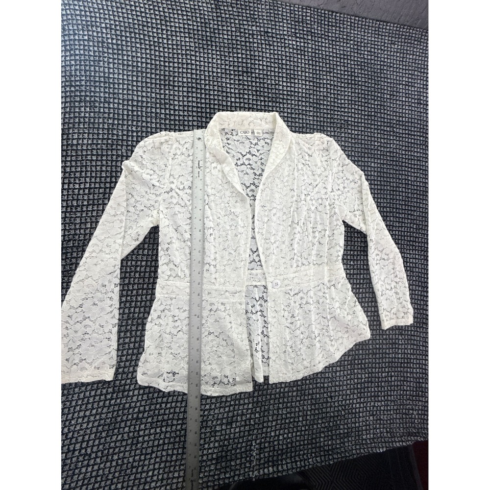 CATO White Floral Lace Blazer Jacket Peplum Single Button Top Womens Large